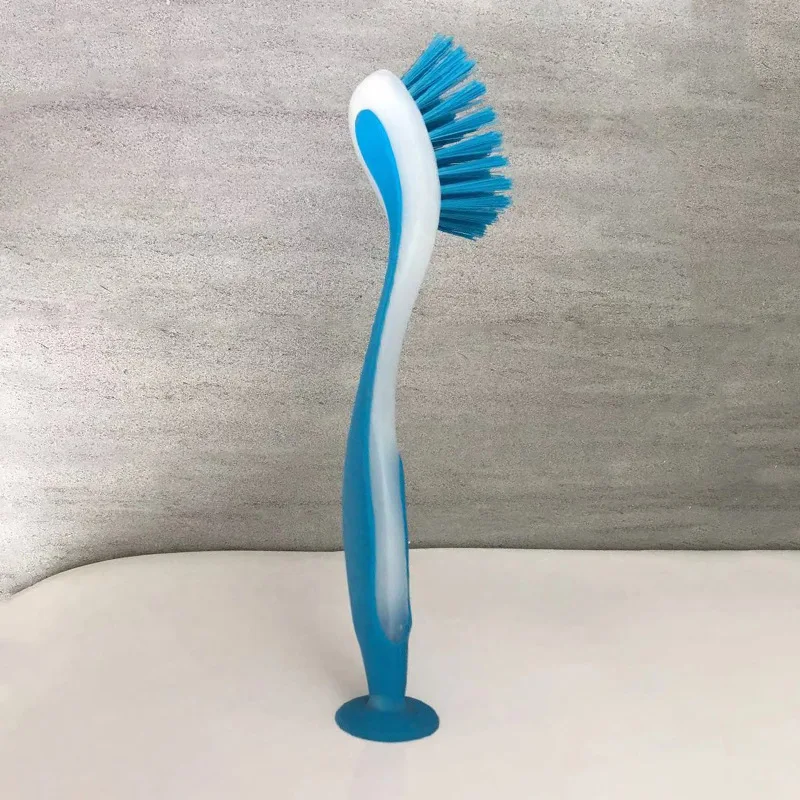 Pot Cleaning Brush Vertical Multifunction Kitchen Suction Cup Type Sink Cleaning Scrub Brush Long Handle