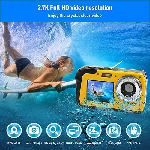 16X Digital Zoom Digital Camera 48MP Waterproof Camera 2.7K Vlogging Waterproof Camera for Kids