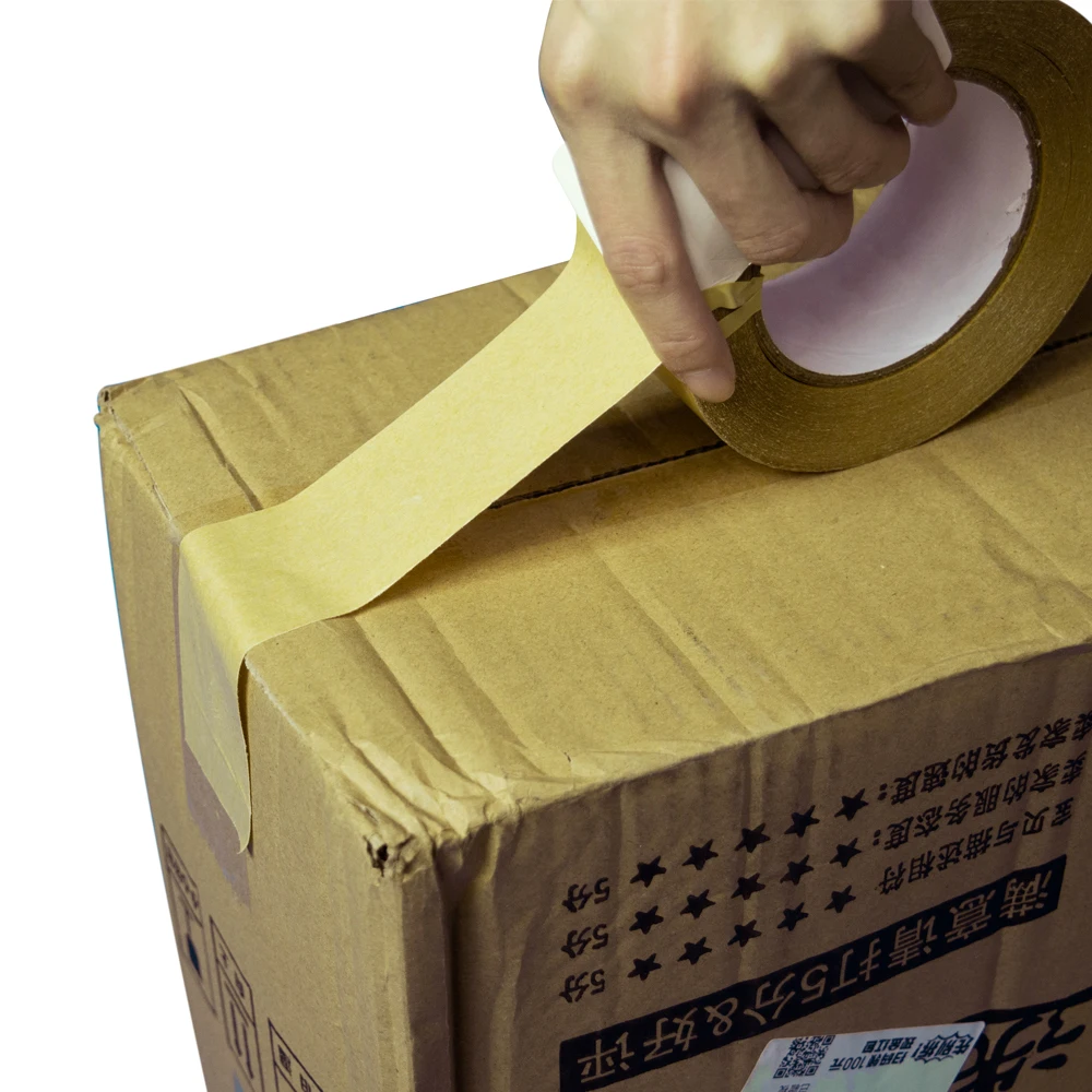 Custom With Logo Title Belts Adhesive Shipping Packing Kraft Paper Tape For Packaging