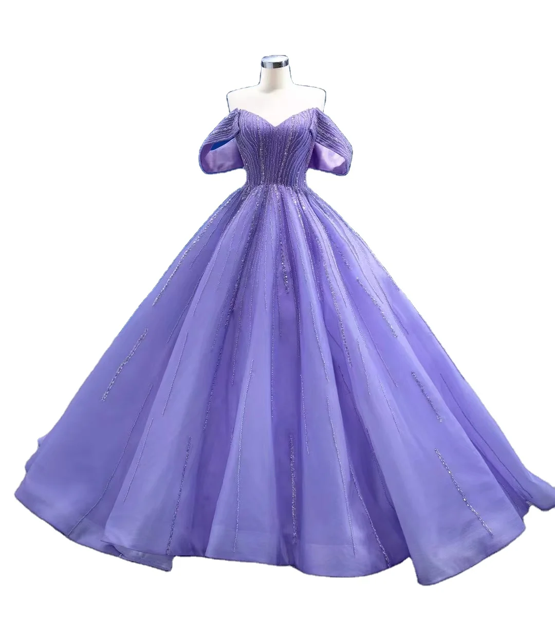 Feishiluo Wholesale Luxury  Evening Ballgown Detachable Off-shoulder Evening dress  For purple  Women prom gown