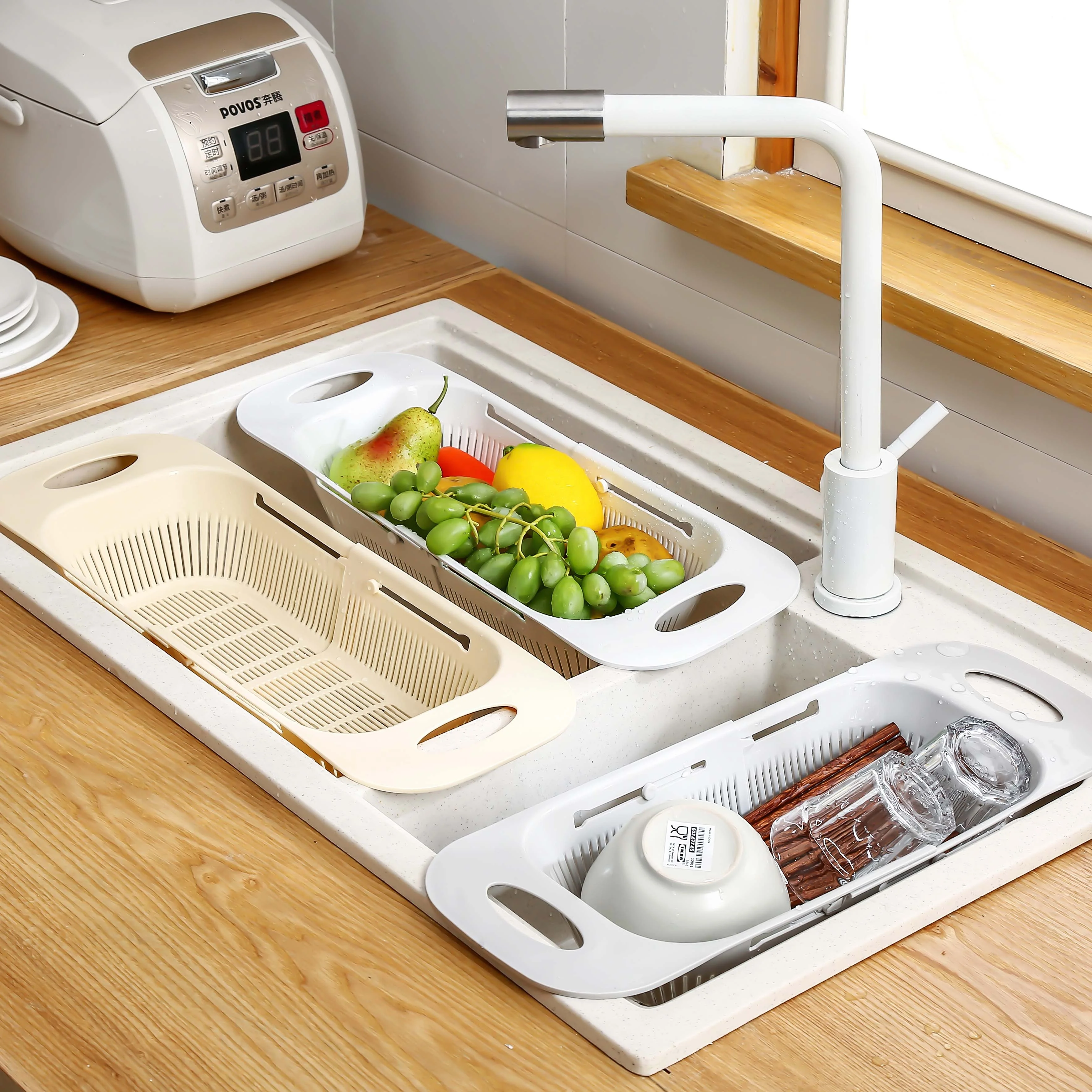 Kworld Custom Good Quality Printed Plastic Dish Drying Racks Kitchen Draining Accessories