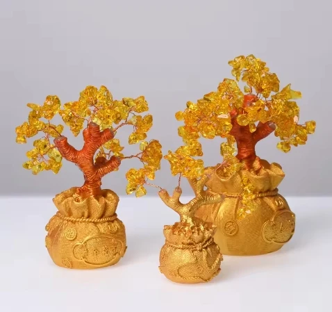 Natural Healing citrine Crystal crystal tree Fortune gold Money Tree citrine quartz gift Good Luck For Gifts fengshui