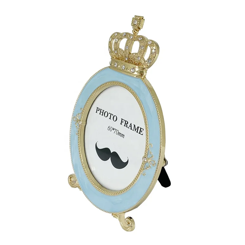 2Pcs Gift Box Crown  Enamel Zinc Alloy Metal Photo Frame For Home Decoration