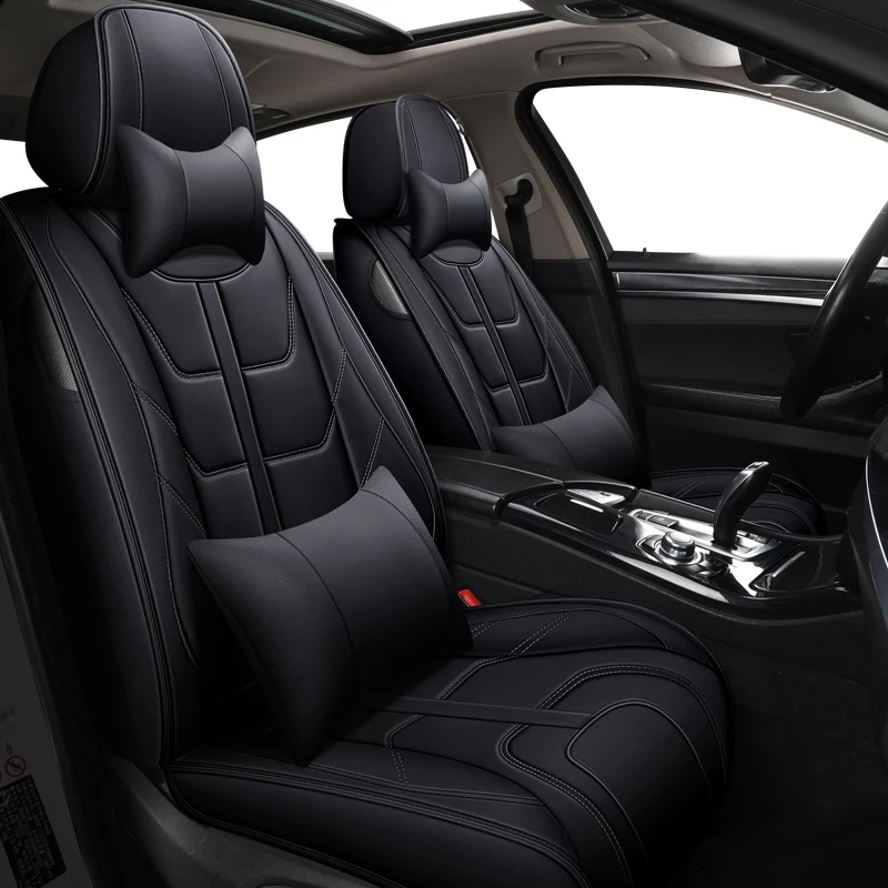 Front Car Seat Covers, Universal Seat Covers Premium Nappa Leather Car Seat Protectors, Auto Seat Cushions with Embossed Pattern