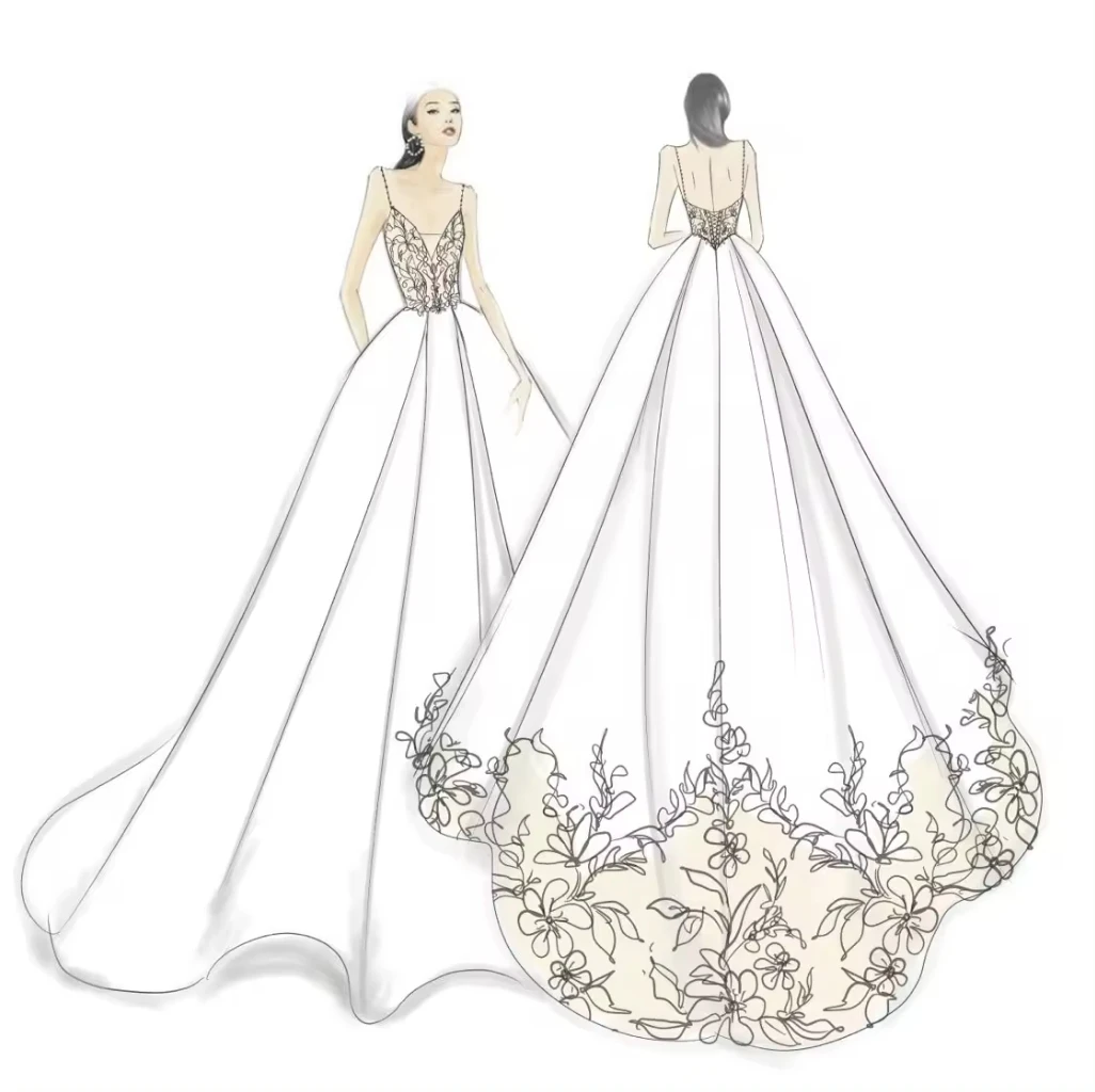 Свадебное платье с кружевом и вышивкой