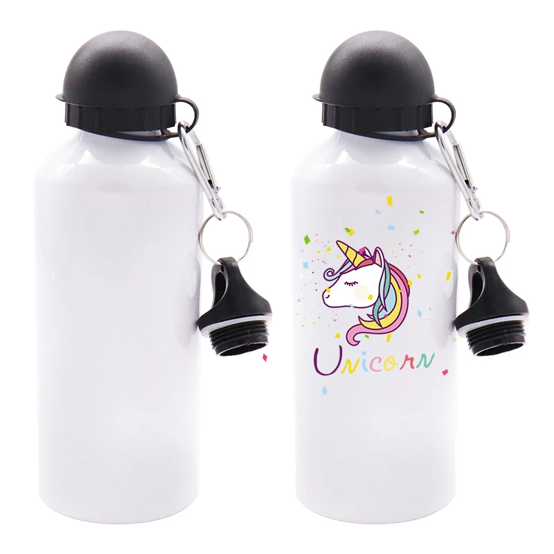 Sublimation Water Bottle Sport Bottle White 400ml 500ml 600ml Silver Single Wall Aluminum Applicable for Boiling Water Unisex