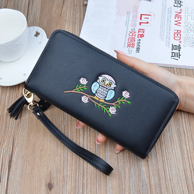Clutch Wallet Lady Long Fashion Zip Tassel 2020 New Embroidered Owl Wallet Large Capacity Wallet