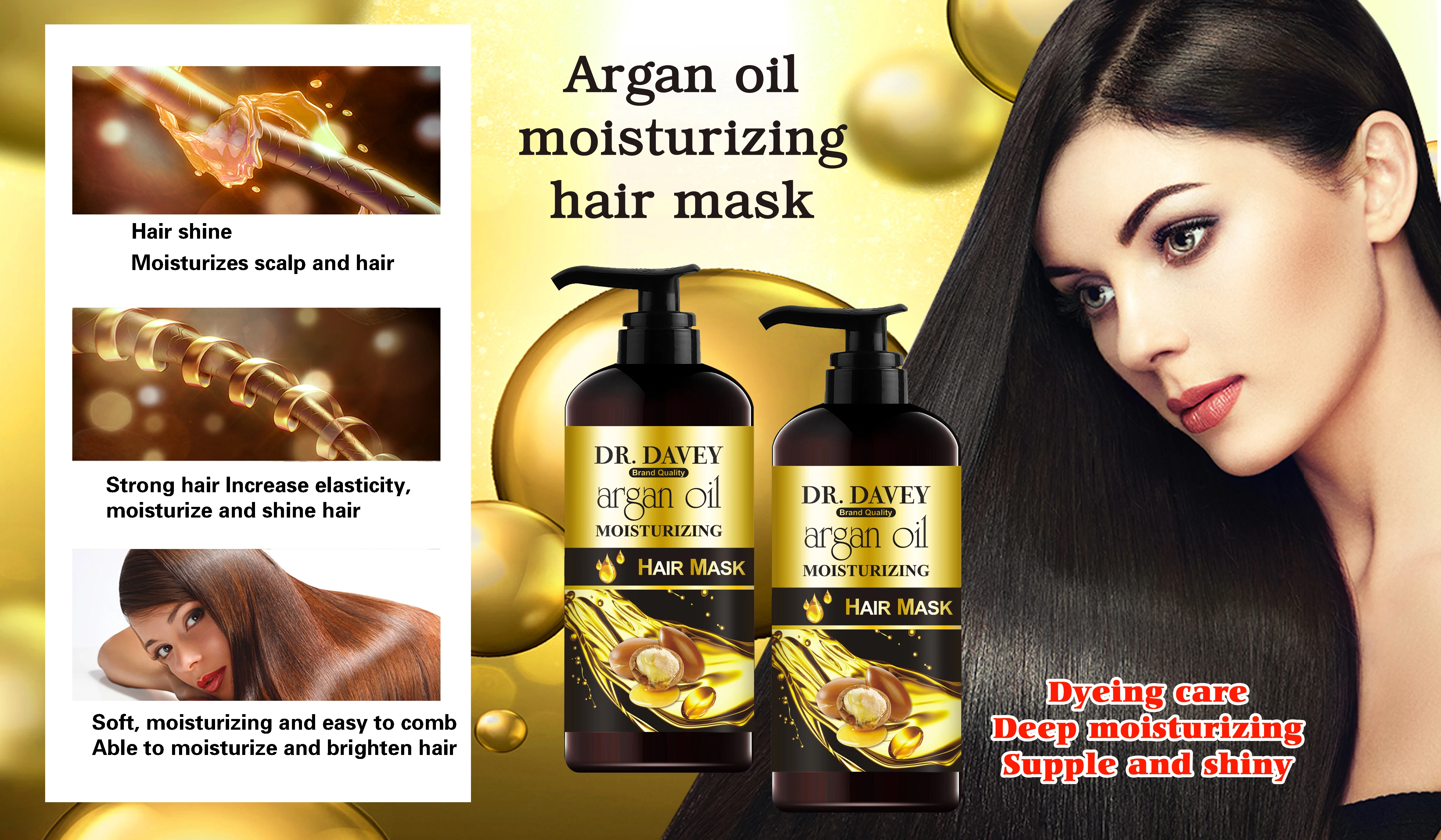 DR.DAVEY Argan oil Moisturizing Hair Mask 300ml private label customizable manufacturer