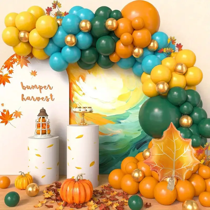 Лидер продаж тема благодарения опавшие листья алюминиевая фольга воздушный шар металлический латексный набор арок для украшения урожая на ферме