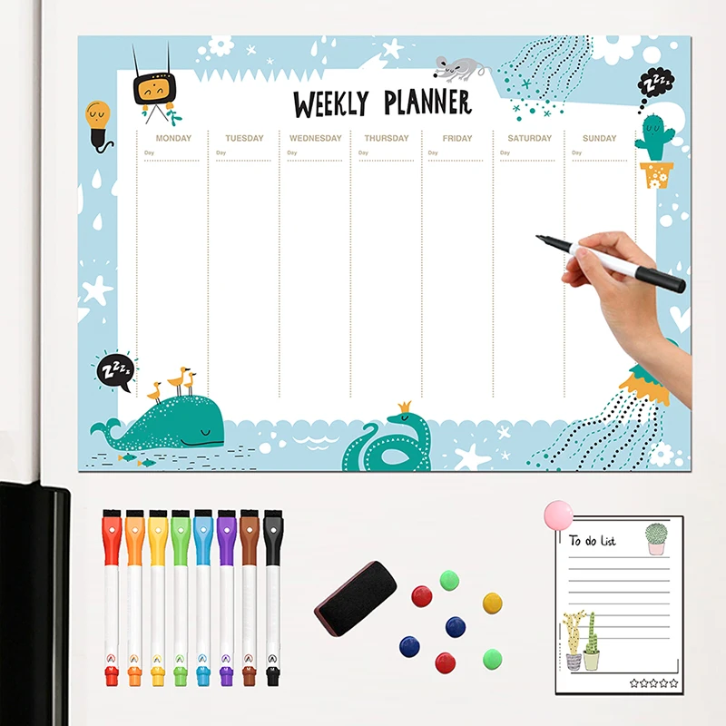 Customized Dry Erase Fridge Magnetic Calendar White Board Magnetic Calendar for Refrigerator Wall Home Kitchen Decor