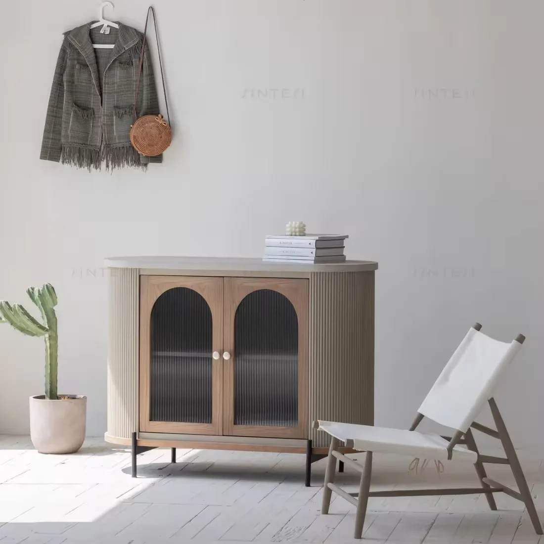 North America Oak French Furniture Steel Glass Living Room Home Accent Cabinets Durable Wood Sideboard Buffet Cabinet