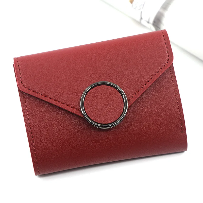 New Wholesale PU Faux Leather Travel Short Style For Cover Lady Coin Purse Women Mini Cash Envelope Wallet