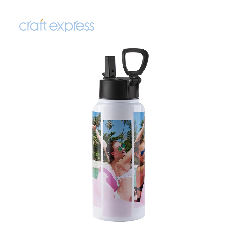 Craft Express Wholesale 32oz 950ml Sublimation Blanks Stainless Steel Tumbler Water Bottles with Wide Mouth Straw duo Lid Handle