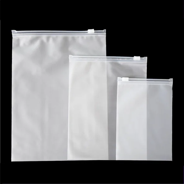 Custom own logo printed clothing garment clothes t shirt packing zipper frosted plastic packaging bag