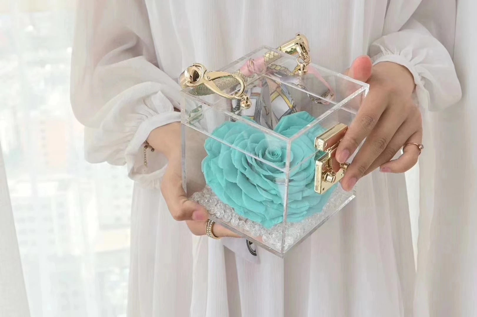 2023 new flower preservation preserved flowers rose bag eternal roses preserved flowers bag