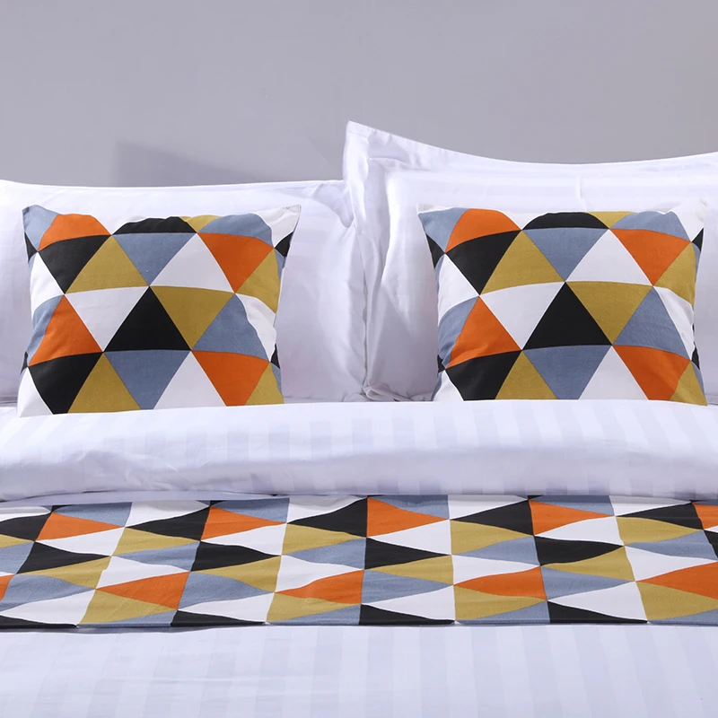 High quality five stars modern hotel square bed scarf queen bed runner for hotel