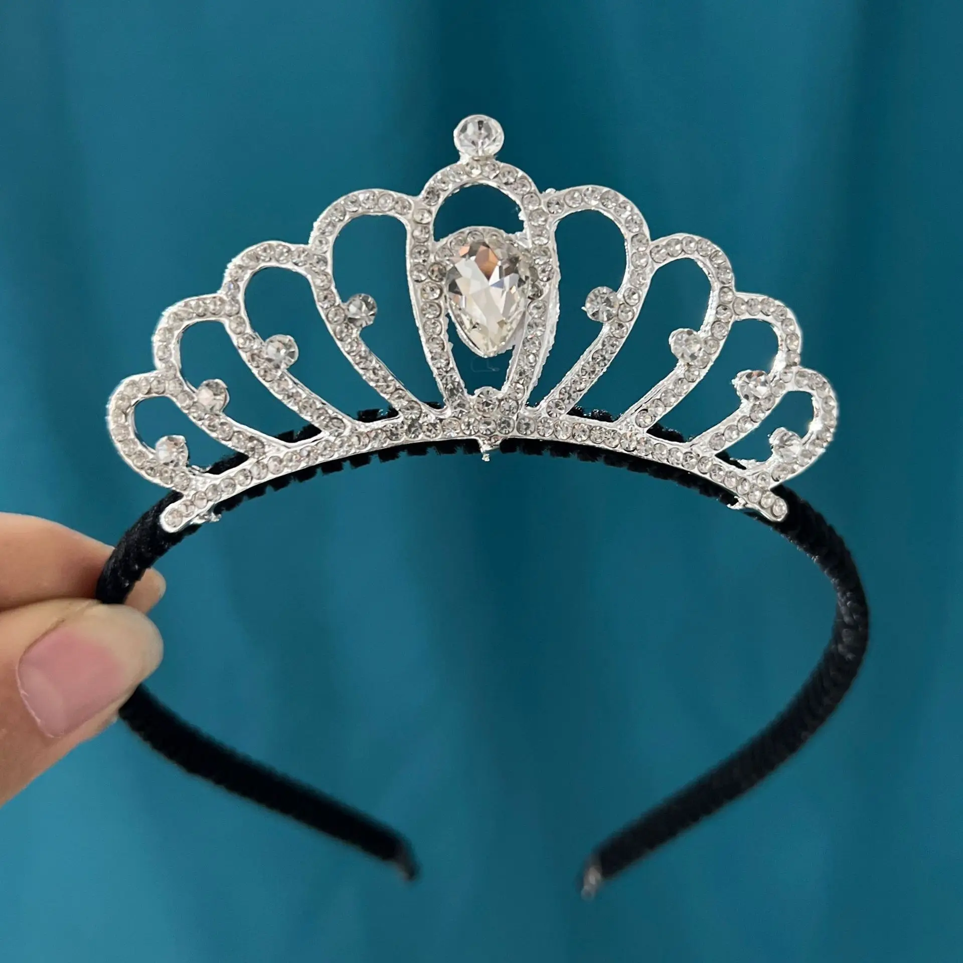 Hot selling party tiara for birthday girls glitter princess headband crown hair hoop