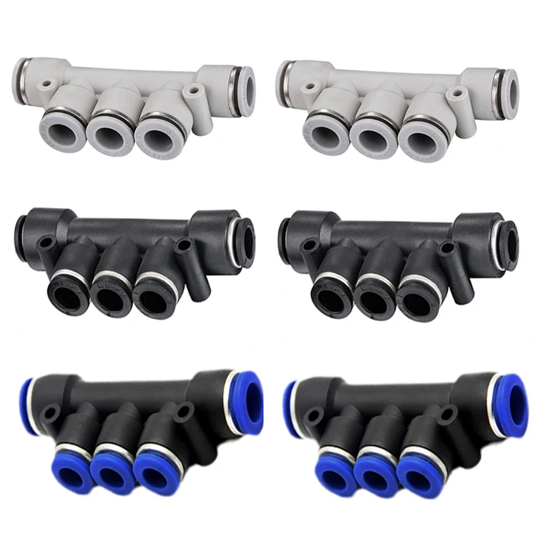 10mm Flexible Hose Quick Connect Pneumatic Pipe Fittings Five 5 Way Plastic Push Fit Tube Fittings Air Hose Connector Fitting