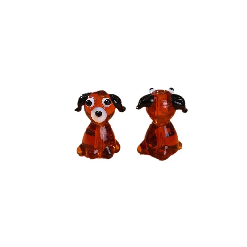 JX Mini Dog Animal Figurine Cartoon Loose Beads in Bulk Handmade Murano Dog Shaped Animal Glass Beads for Jewelry Making