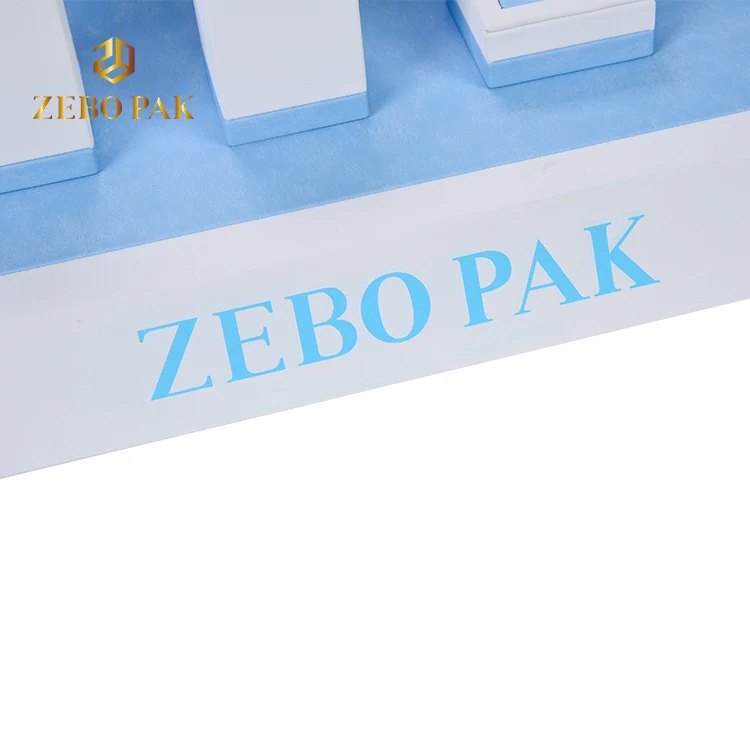 ZEBO PAK organizer show jewellery display stand sky blue PU leather jewelry jewelry display props set