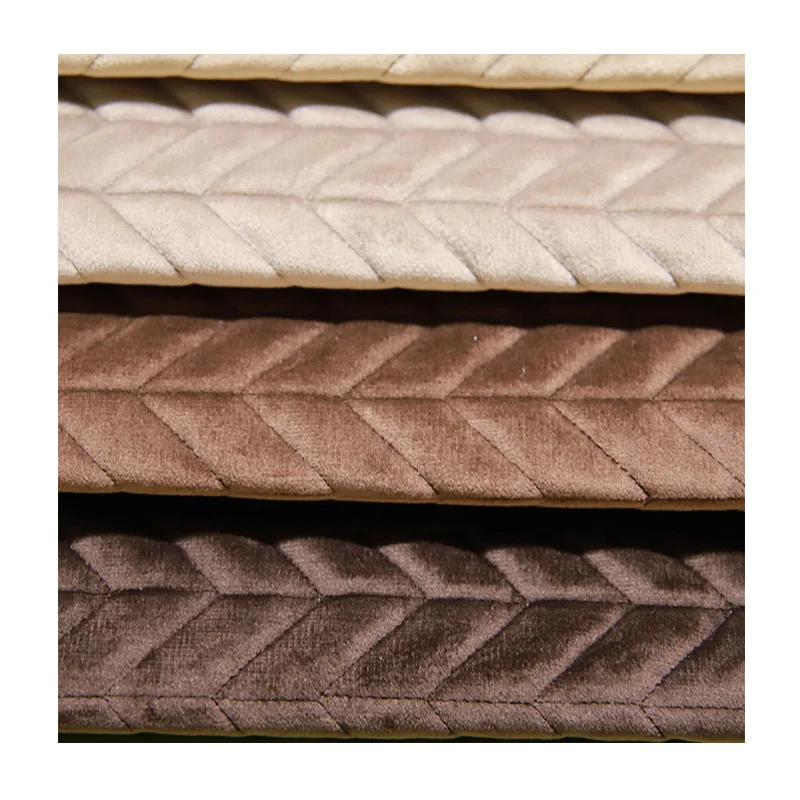 JES Wholesale 16 Colors 580GSM Cheap Polyester Quilted Velvet Sofa Curtain Fabric