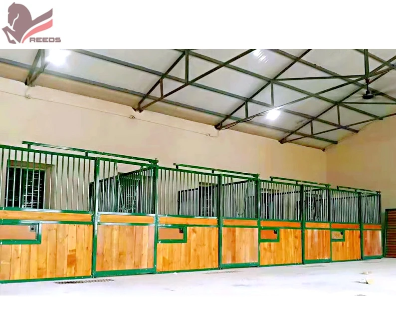 Steel made powder coated wooden bamboo material horse stall