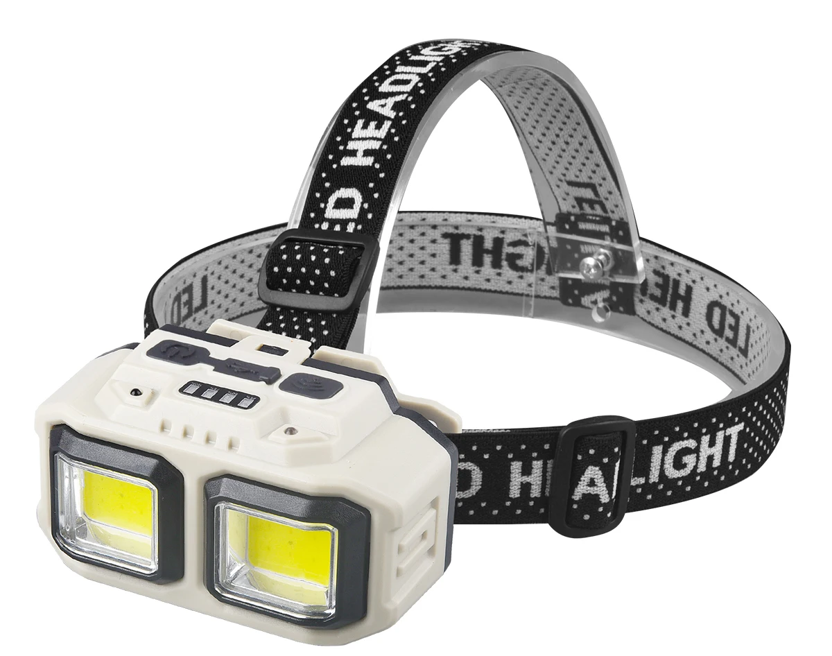 2*COB Red white LED Headlamp Outdoor Headlights Camping Portable Mini  18650 Head Flashlight Type-C USB Charging Fishing Light