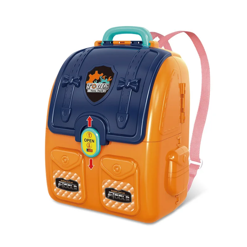 Hot Selling 2-in-1 Plastic Tool Set Toy Backpack Unisex Pretend Play Engineer Model Toy for Kids Educational Toy for Boys Girls