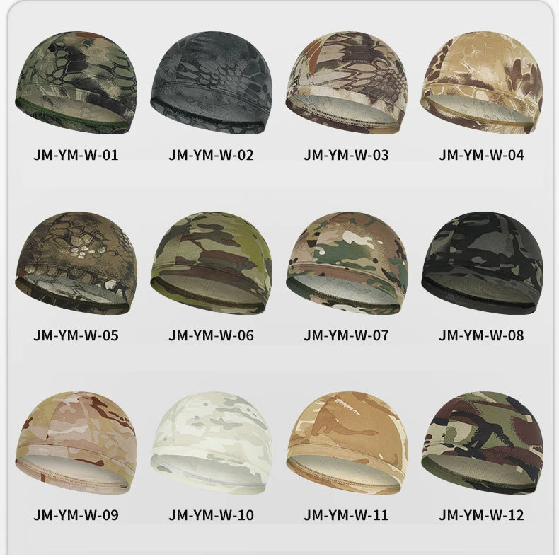 Outdoor Cycling Breathable Custom Logo Printed Bicycle Motorcycle Helmet Liner Sweat Wicking Cap Camo Skull Cap For Men