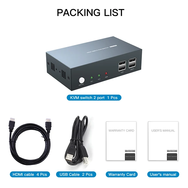 2 порта USB переключатель 4k двойной монитор EDID горячая клавиша управления HDMI