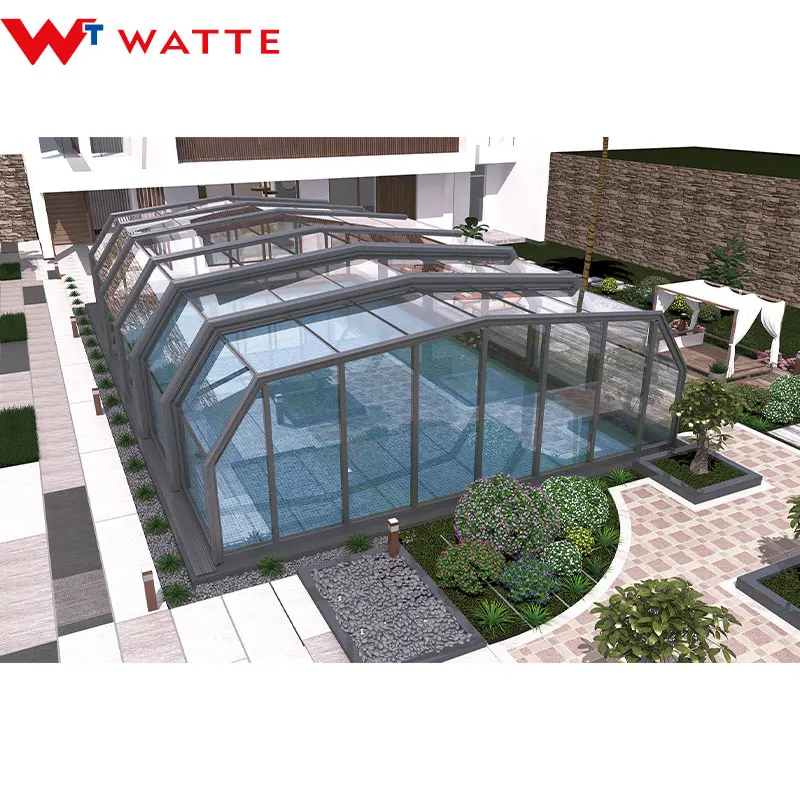 Prefabricated 4 Season Movable Sun Room Glass House Customized Winter Garden Free Standing Aluminium Retractable Sunroom