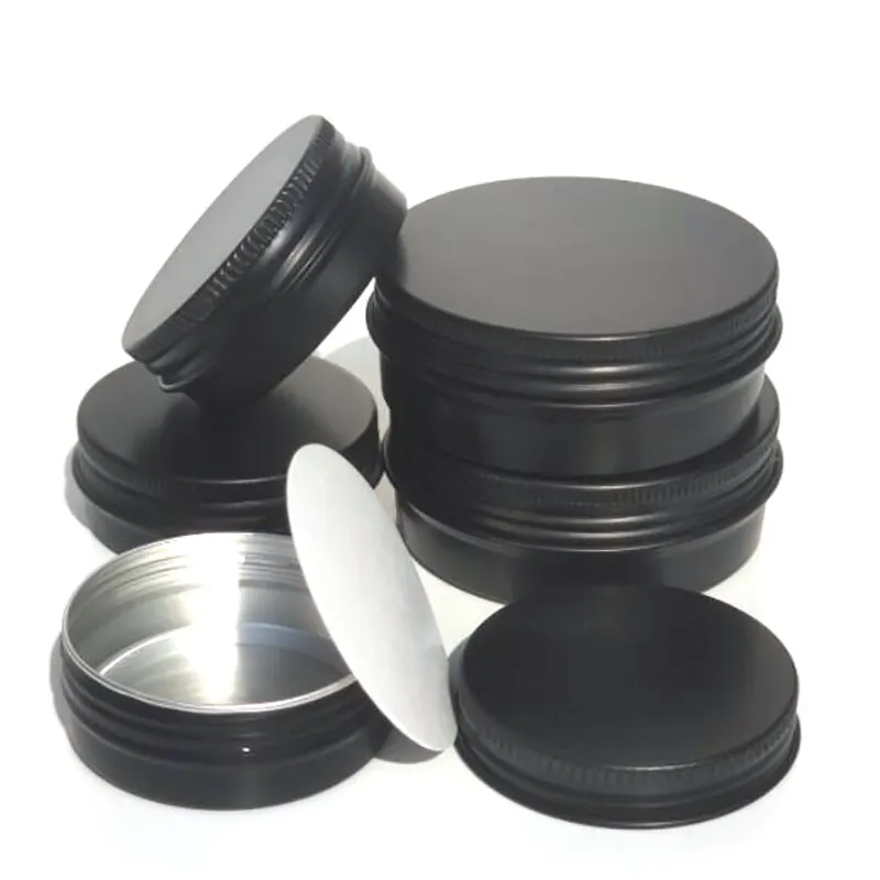 5-60g Matte Black Silver Rose Gold Custom Tin Can Packaging Wholesale Empty Lip Balm Tin Box Aluminum Metal Jar with Screw Lids