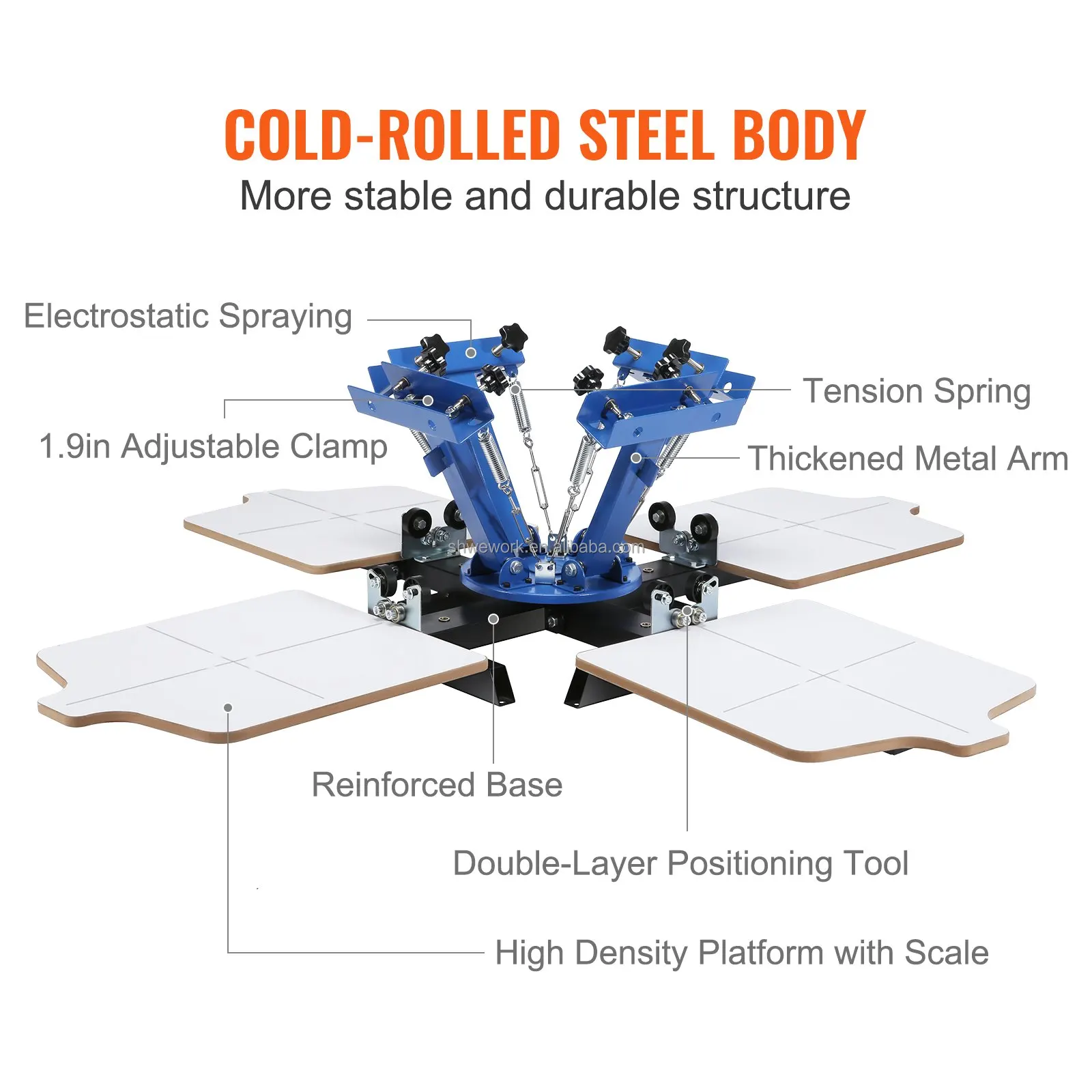 WeWork NS-404 Screen Printing Machine 4 Color 4 Station Silk Screening Screenprint Press DIY T- shirt Screen Printer Machine
