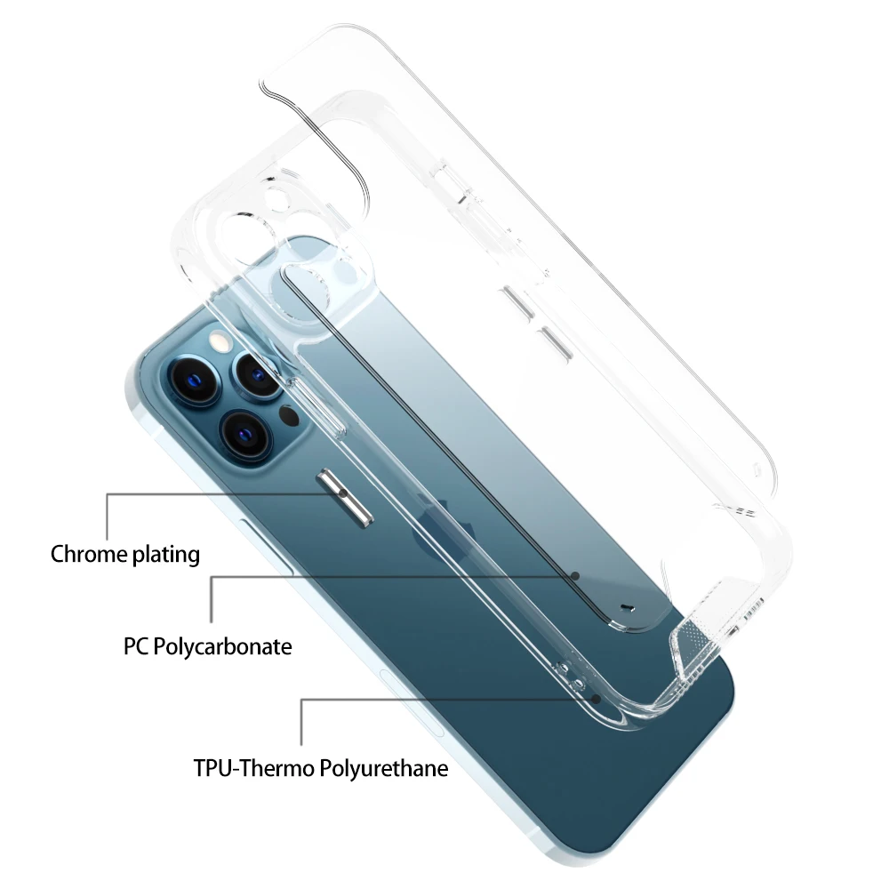 Camera Lens Protection Clear Plating Button Shockproof Bumper Space Case Cover For iPhone 13 Mini 12 Pro Max 11 Xs Xr 6 7 8 Plus