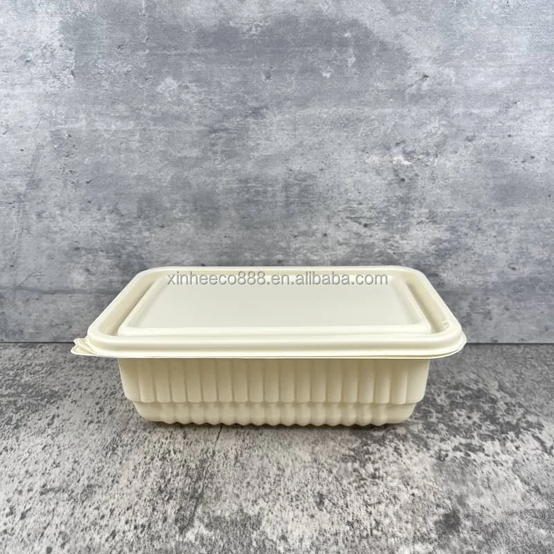 Biodegradable Corn Starch Disposable Food Container Microwave Safe Rectangular Natural Takeout Box Kitchen Travel