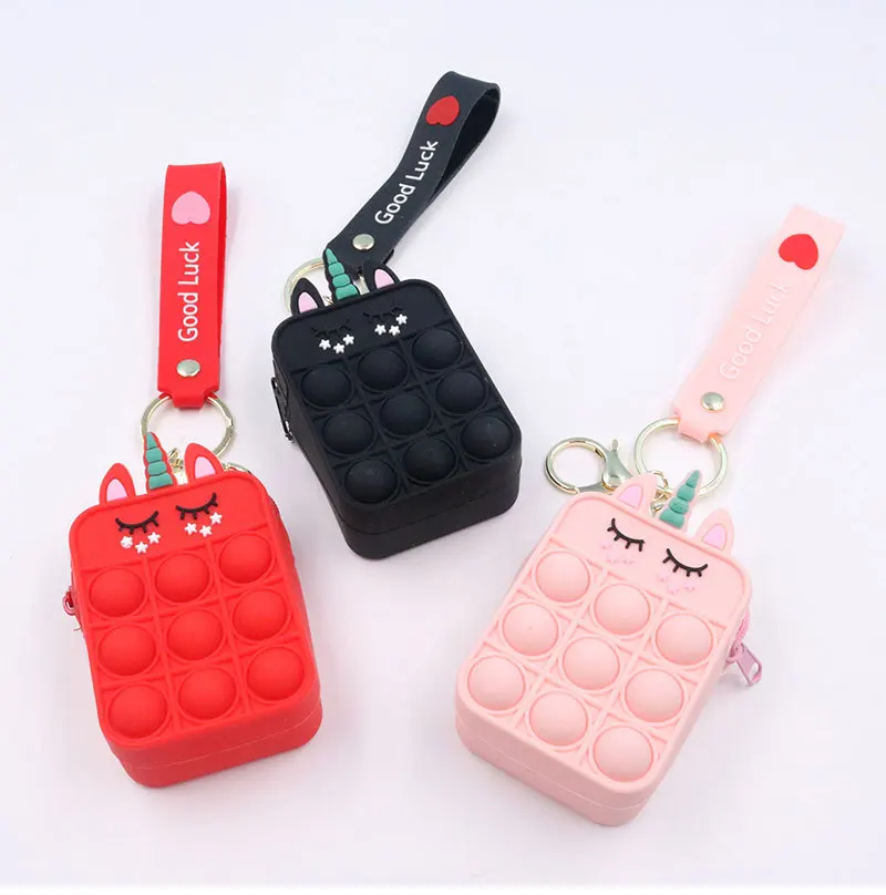 Wholesale Cute Cartoon Animal Unicorn Kids Silicone Coin Purse Keychain