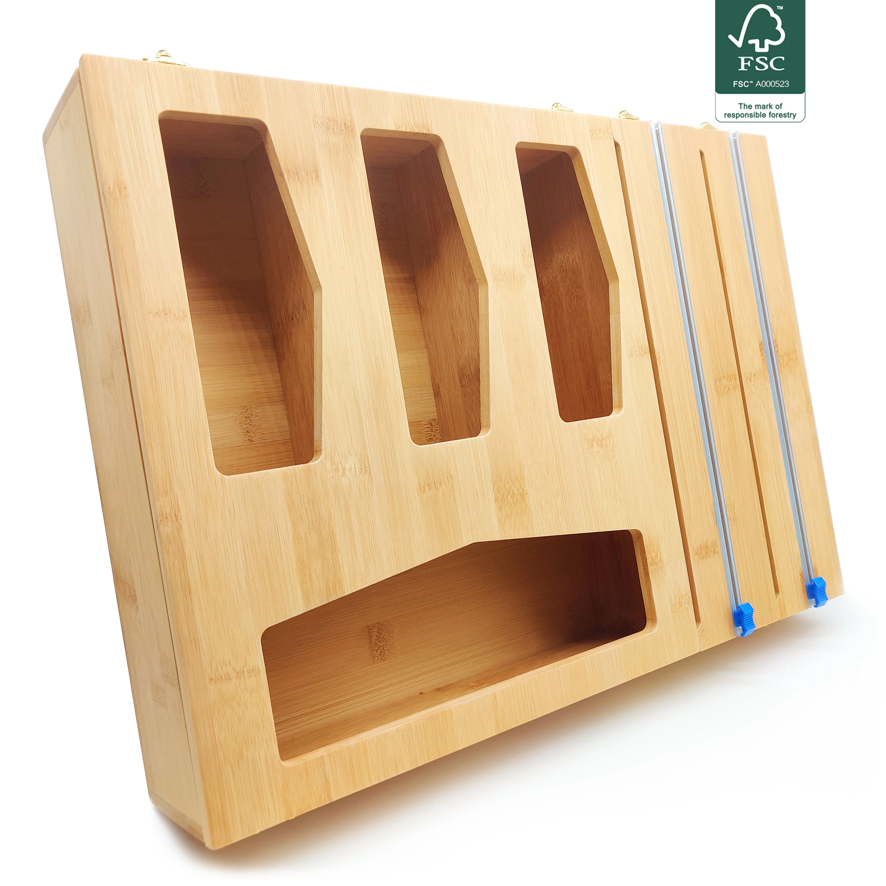 In 2024 kitchen tools Wrap Dispenser with Cutter ziplock bag organizer storage box