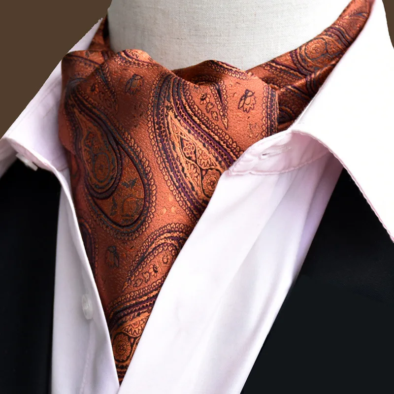 Hot Selling Ascot Ties for Men Paisley Floral Ascot Classic Self Tie Mens Cravat Ascot Ties for Wedding