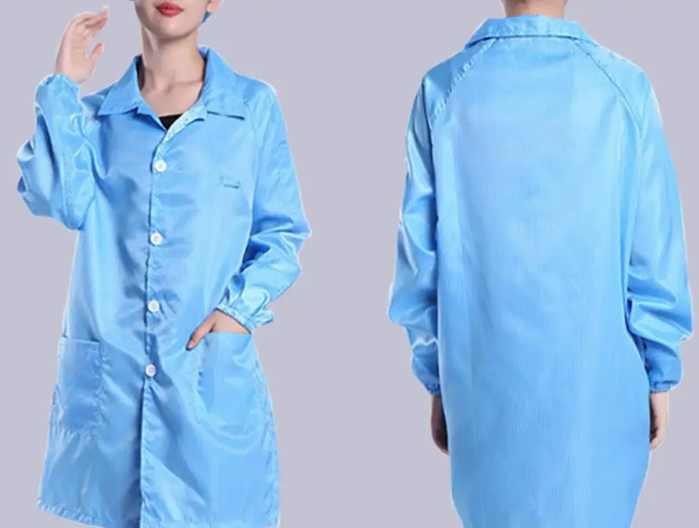 reusable 5mm grid esd smocks industrial clean room dust clothes antistatic work smock gown polo t shirt antistatic tshirt