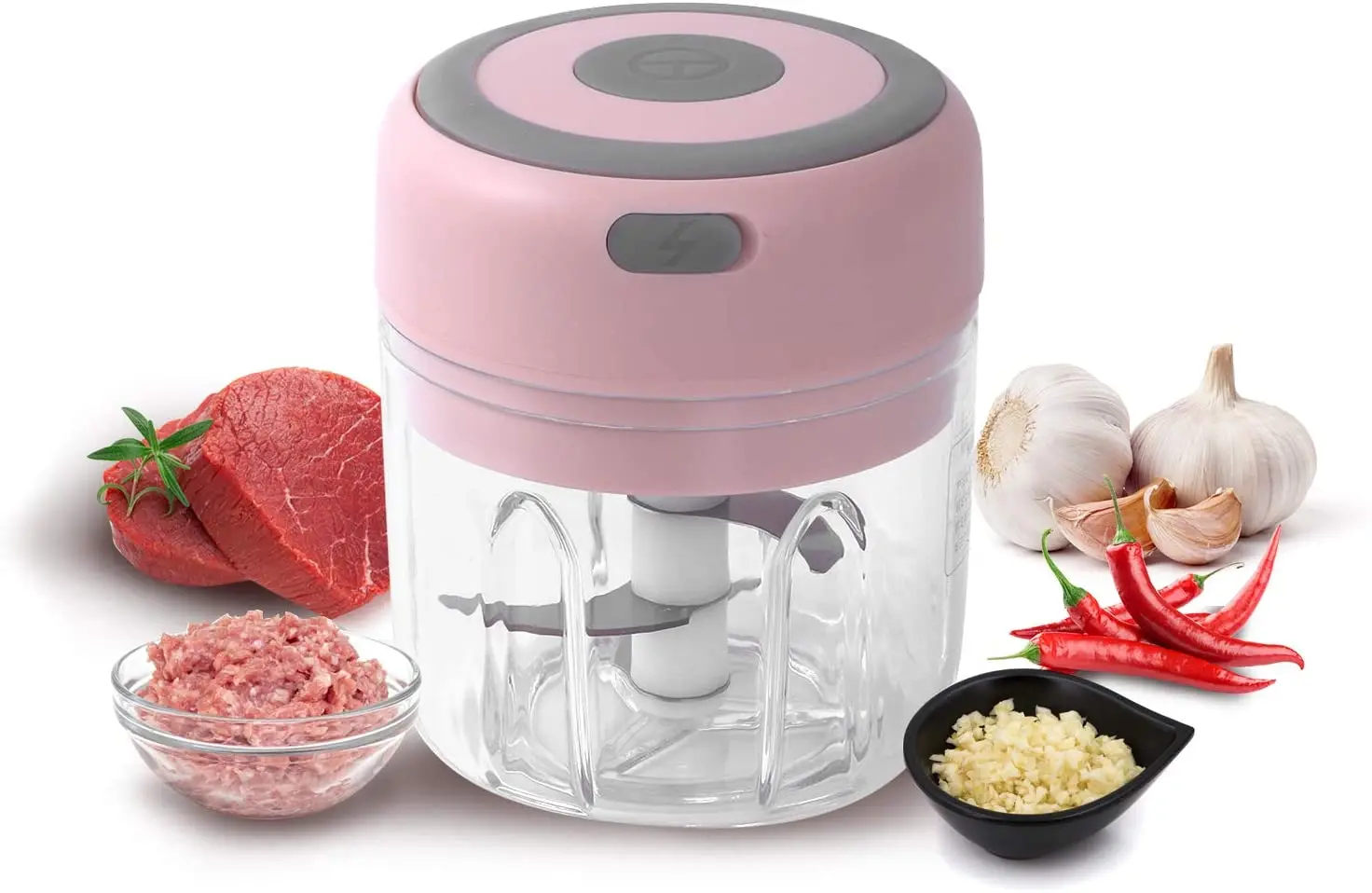 
SR01 factory price home kitchens mini hand held garlic onion chopper USB portable mincer meat grinders machine 