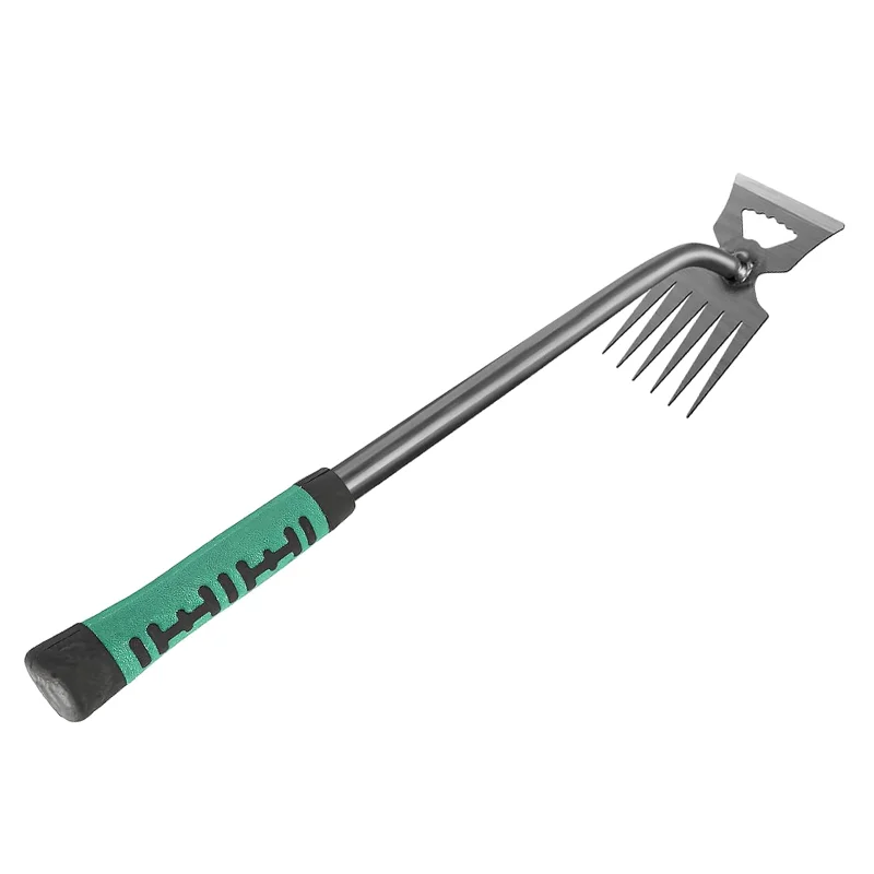 High Quality Garden Weed Pulling Tools Manganese Steel Hand Weeder Tool with Handle 6 Tines Weed Removal Tool