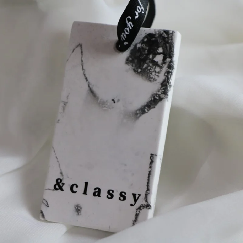 Marble Patterned Hanging Rectangle Home Fragrance Scented Ceramic Aroma Essential Oil Diffuser Air Freshener