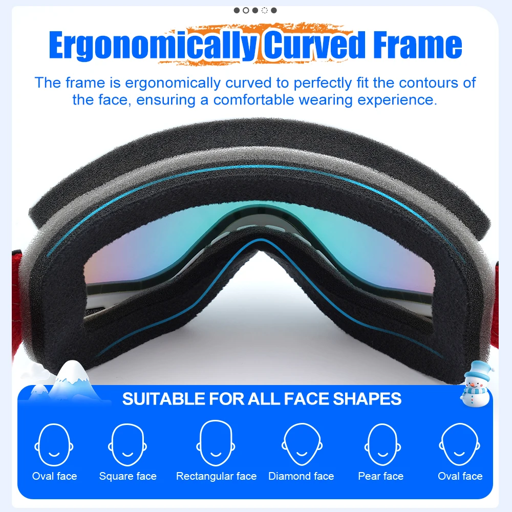 Детские противотуманные лыжные очки с двухслойными линзами REVO TPU Frame регулируемый ремешок для зимних видов спорта
