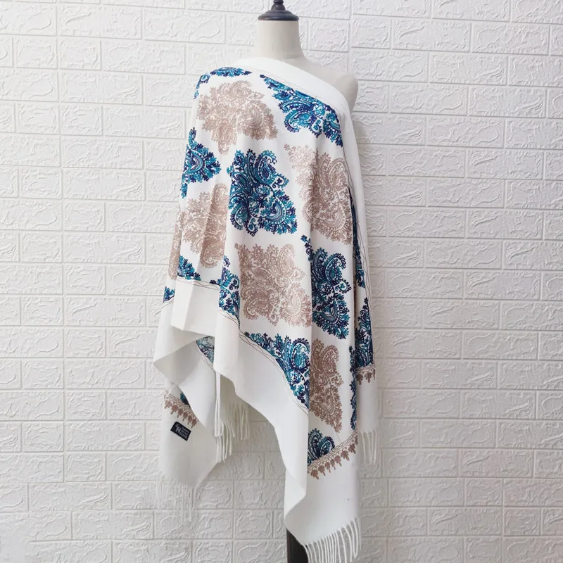 Soft Embroidery Scarf Shawl Soft Elegant High Quality Pashmina Cashmere Feeling Custom Scarf for Woman