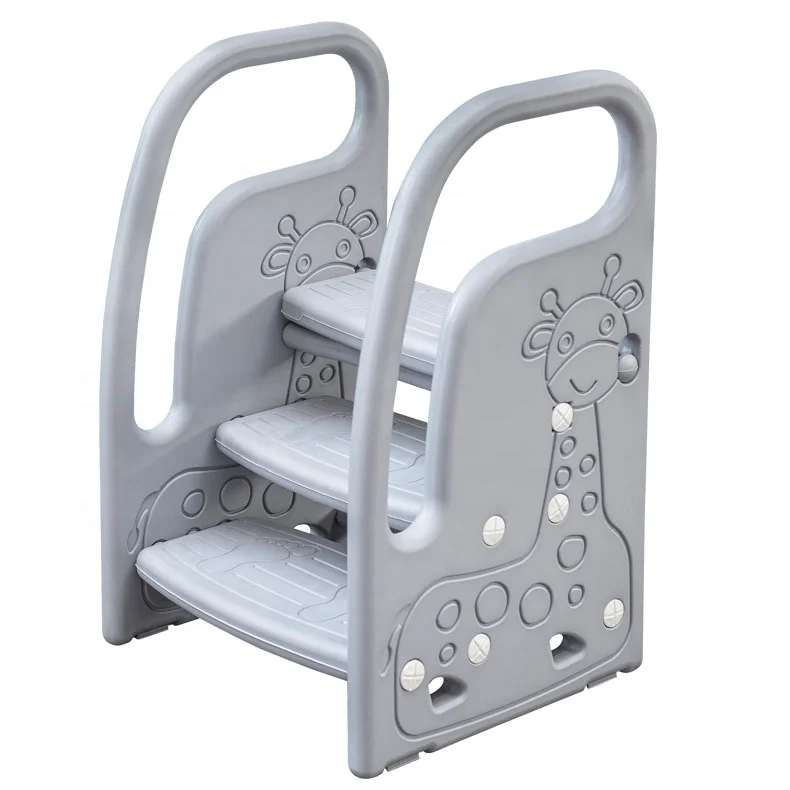 Toddler Toilet Training Step Stool Chair Kids 3 Step Standing Tower Plastic Learning Helper Stool for Kitchen