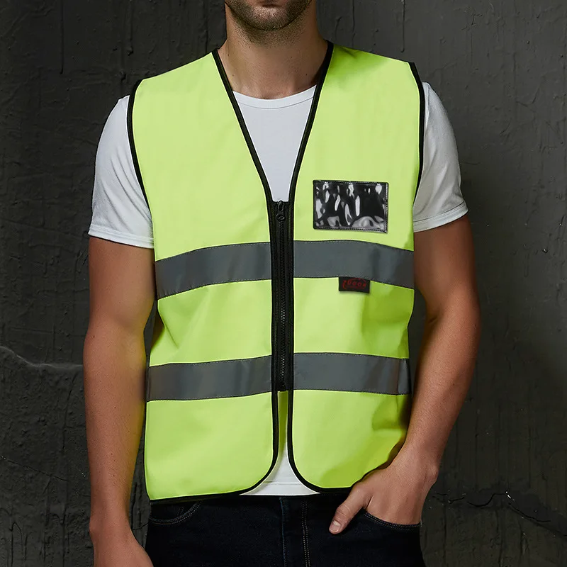 100%polyester Fluo Yellow Gelb Warnweste DIN ENISO 20471 Class 2 Reflective Warning Vest meet 89/686/EEC
