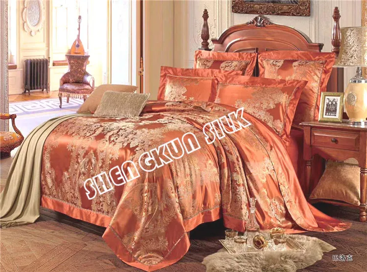 Customized 100% Charmeuse Silk Bedding set, duvet cover set, sheet set jacquard printed solid colour
