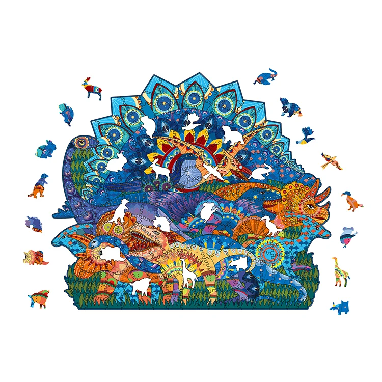 Autism montessori cool lion unique shape 3D wooden puzzle kids toy for ADD, ADHD