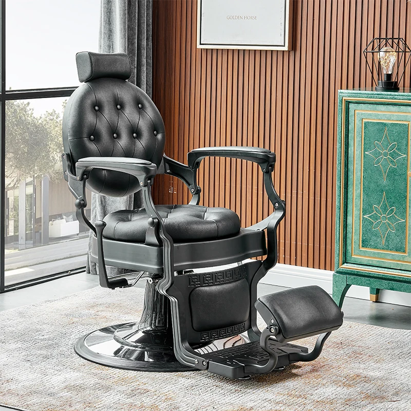 Beauty Barbershop Antique Salon Equipment Hydraulic Barber Chair Furniture Hair Saloon Chairs Metal Synthetic Leather Modern