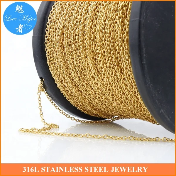Gold Plated Fashion Stainless Steel Jewelry Necklace Making Oval Chain with Round Wire In Spool
